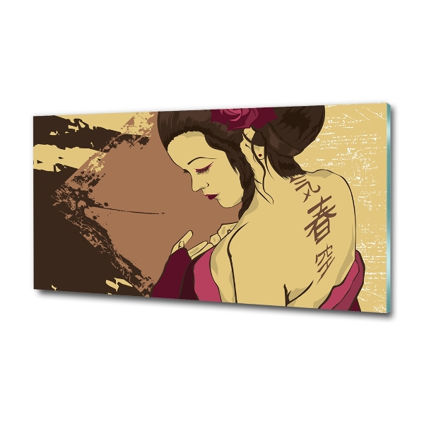 Cuadro de cristal templado moderno horizontal Geisha