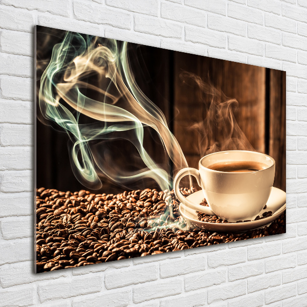Cuadro de cristal templado moderno horizontal Café aromático
