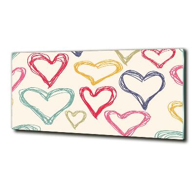 Impresión en cristal con acabado brillante horizontal Corazones de colores