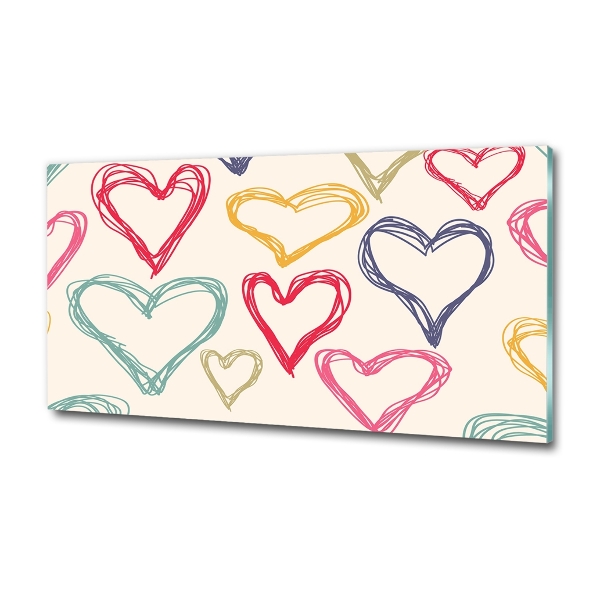 Impresión en cristal con acabado brillante horizontal Corazones de colores