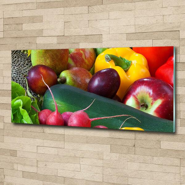 Cuadro decorativo de vidrio para salón horizontal Frutas y verduras