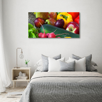 Cuadro decorativo de vidrio para salón horizontal Frutas y verduras