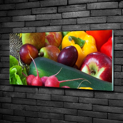 Cuadro decorativo de vidrio para salón horizontal Frutas y verduras