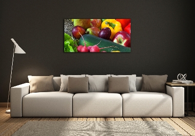 Cuadro decorativo de vidrio para salón horizontal Frutas y verduras