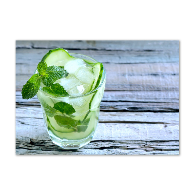 Cuadro de cristal templado moderno horizontal agua de pepino