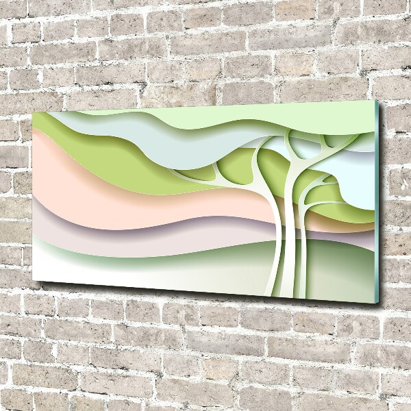 Cuadro decorativo de vidrio para salón horizontal Árbol abstracto