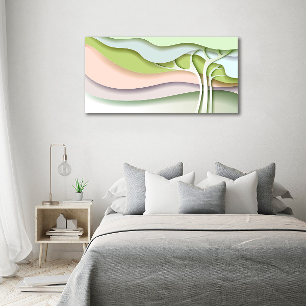 Cuadro decorativo de vidrio para salón horizontal Árbol abstracto