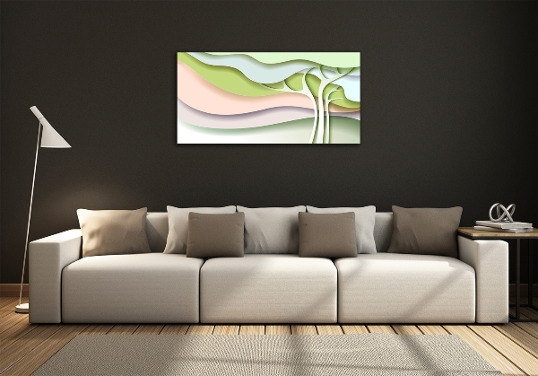 Cuadro decorativo de vidrio para salón horizontal Árbol abstracto