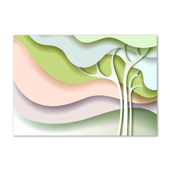 Cuadro decorativo de vidrio para salón horizontal Árbol abstracto