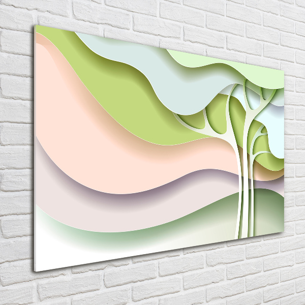 Cuadro decorativo de vidrio para salón horizontal Árbol abstracto