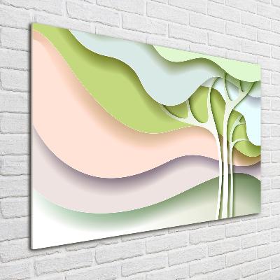 Cuadro decorativo de vidrio para salón horizontal Árbol abstracto