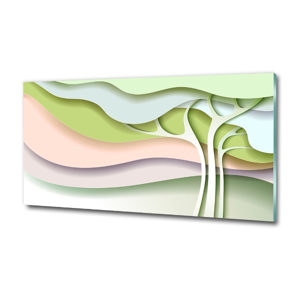Cuadro decorativo de vidrio para salón horizontal Árbol abstracto