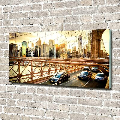Cuadro decorativo de vidrio para salón horizontal Puente de Brooklyn