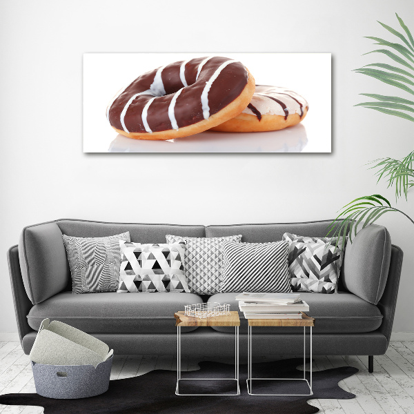 Cuadro de cristal templado moderno horizontal Donas de chocolate