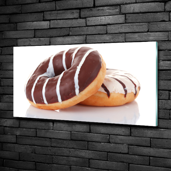 Cuadro de cristal templado moderno horizontal Donas de chocolate