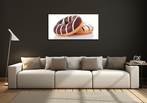 Cuadro de cristal templado moderno horizontal Donas de chocolate