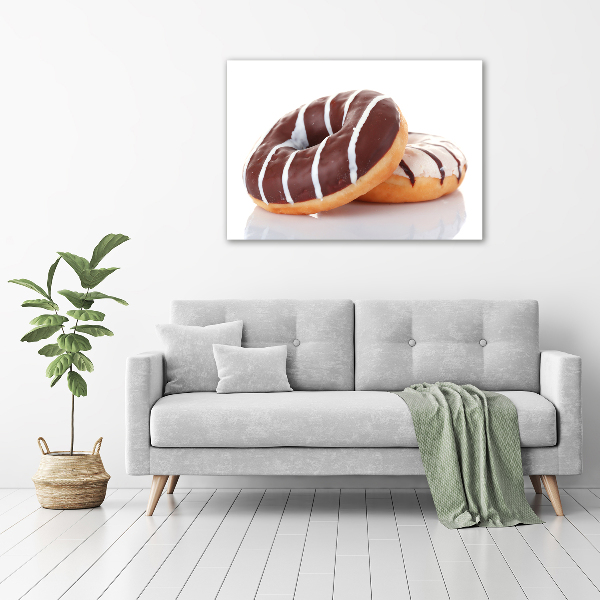 Cuadro de cristal templado moderno horizontal Donas de chocolate