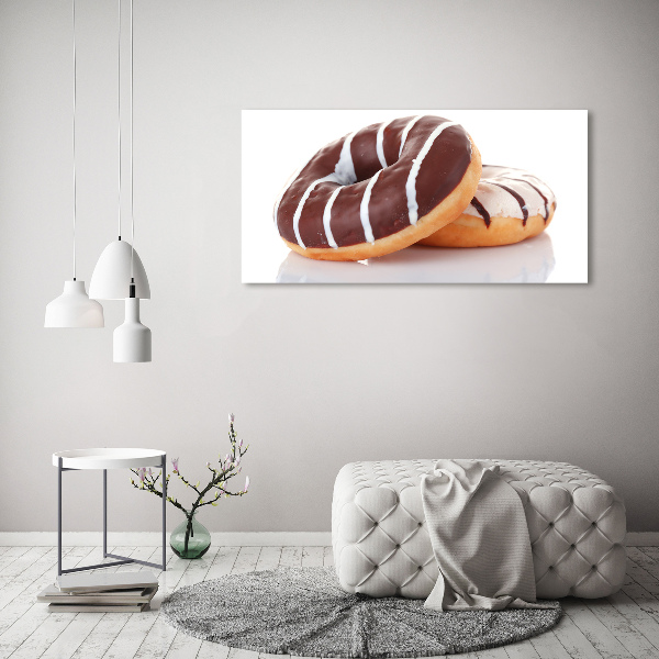 Cuadro de cristal templado moderno horizontal Donas de chocolate