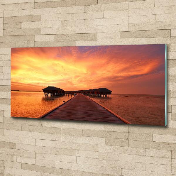 Foto obraz szklany Bungalowy Malediwy