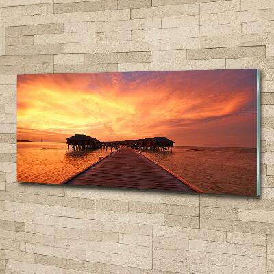 Foto obraz szklany Bungalowy Malediwy