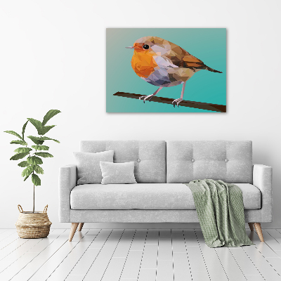 Cuadro de cristal templado moderno horizontal pájaro petirrojo