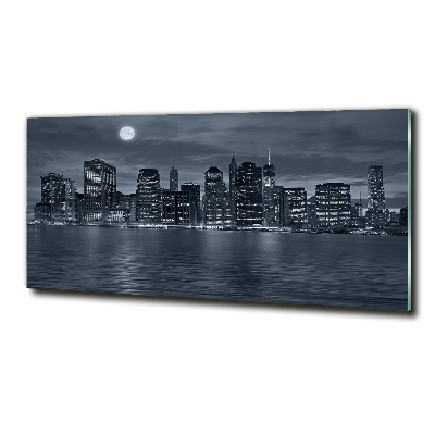 Cuadro decorativo de vidrio para salón horizontal Nueva York de noche