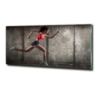 Foto en cristal de alta calidad con impresión uv horizontal Mujer corriendo