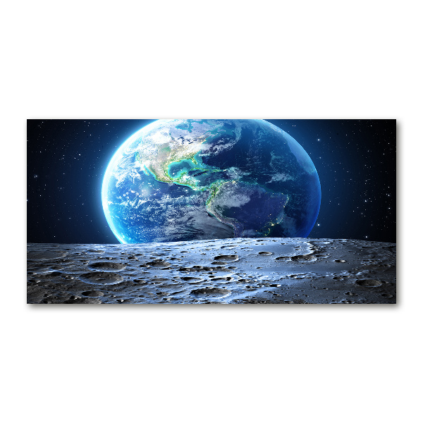 Cuadro decorativo de vidrio para salón horizontal Planeta Tierra