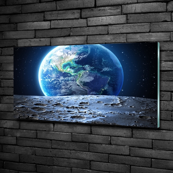 Cuadro decorativo de vidrio para salón horizontal Planeta Tierra