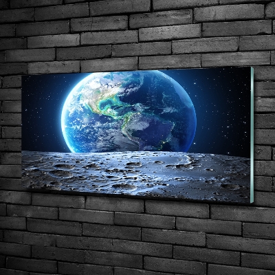 Cuadro decorativo de vidrio para salón horizontal Planeta Tierra