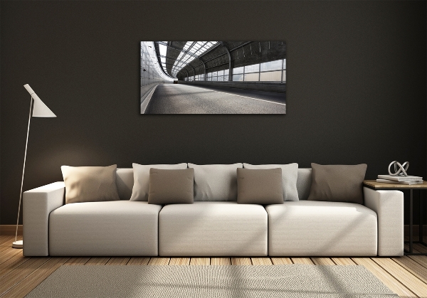Foto en cristal de alta calidad con impresión uv horizontal Carretera en el túnel