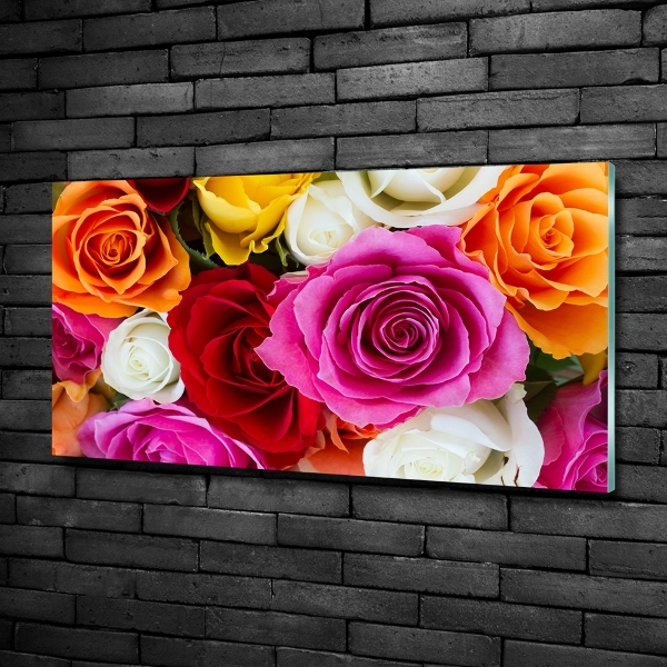 Foto en cristal de alta calidad con impresión uv horizontal Rosas de colores