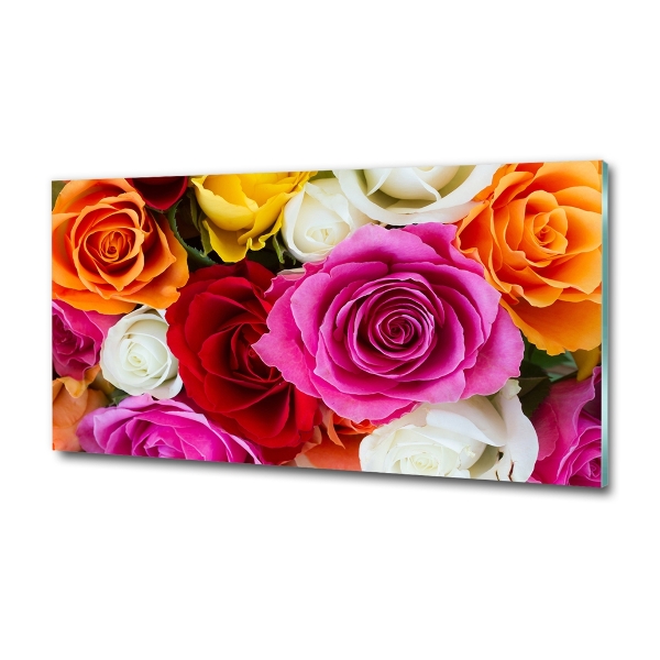 Foto en cristal de alta calidad con impresión uv horizontal Rosas de colores