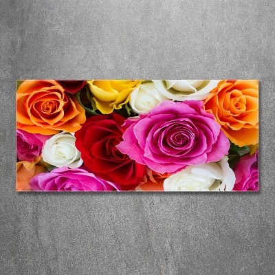 Foto en cristal de alta calidad con impresión uv horizontal Rosas de colores