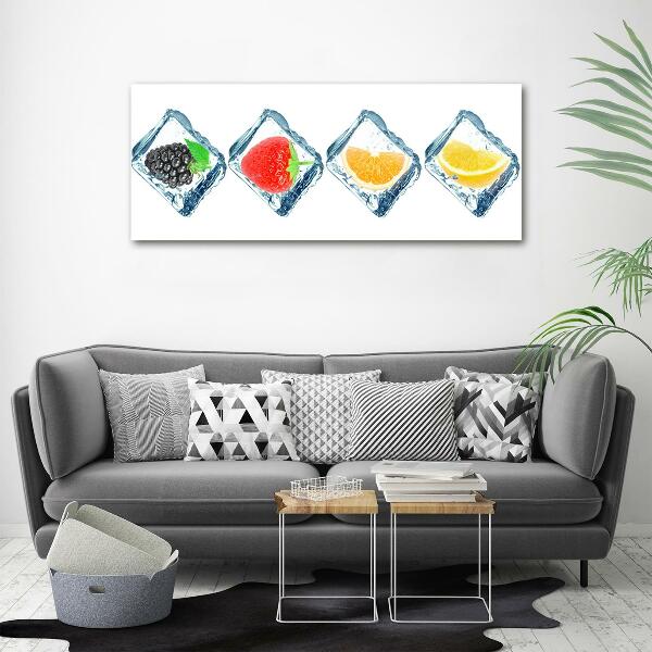 Cuadro decorativo de vidrio para salón horizontal Cubos de fruta