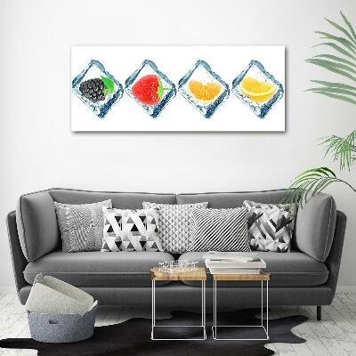 Cuadro decorativo de vidrio para salón horizontal Cubos de fruta