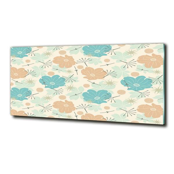 Cuadro decorativo de vidrio para salón horizontal Patrón floral