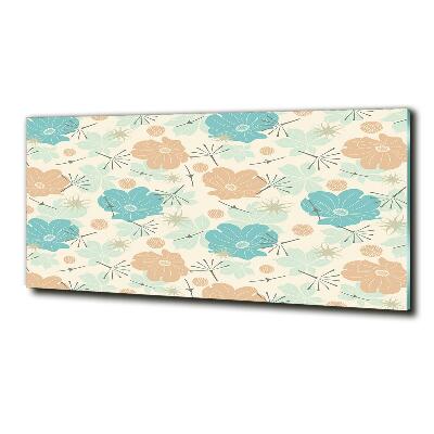 Cuadro decorativo de vidrio para salón horizontal Patrón floral