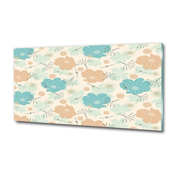 Cuadro decorativo de vidrio para salón horizontal Patrón floral