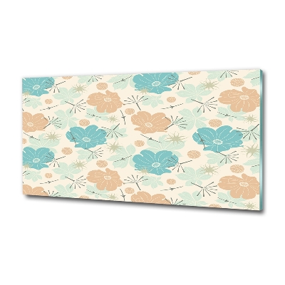 Cuadro decorativo de vidrio para salón horizontal Patrón floral