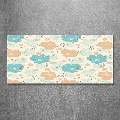 Cuadro decorativo de vidrio para salón horizontal Patrón floral