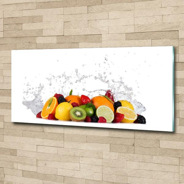 Cuadro de cristal templado moderno horizontal Fruta y agua