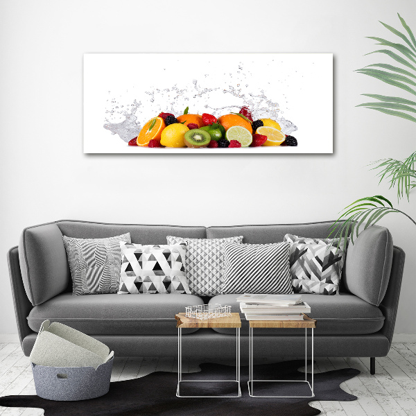 Cuadro de cristal templado moderno horizontal Fruta y agua