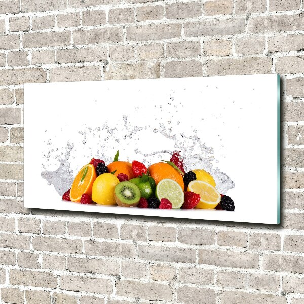 Cuadro de cristal templado moderno horizontal Fruta y agua