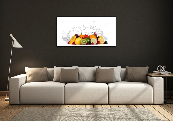 Cuadro de cristal templado moderno horizontal Fruta y agua