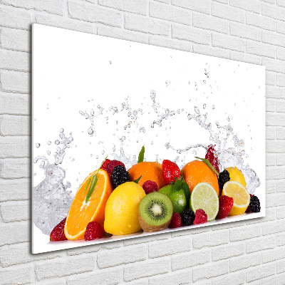 Cuadro de cristal templado moderno horizontal Fruta y agua