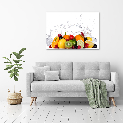Cuadro de cristal templado moderno horizontal Fruta y agua