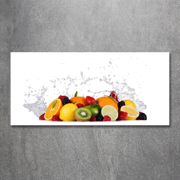 Cuadro de cristal templado moderno horizontal Fruta y agua