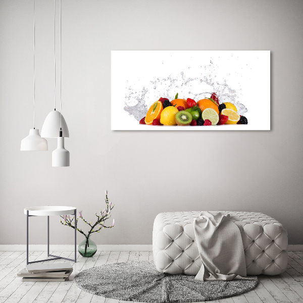 Cuadro de cristal templado moderno horizontal Fruta y agua