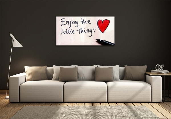 Cuadro decorativo de vidrio para salón horizontal Pequeñas cosas